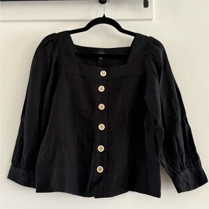 J. Crew Squareneck Button-Front Linen Top